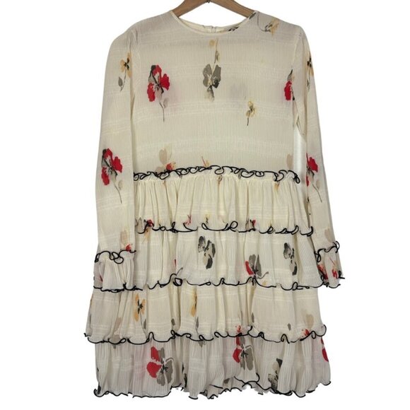 GANNI Size: 34 US Size: 2 Style 1729 Lowell Floral Print Tiered Mini Dress - Picture 4 of 15